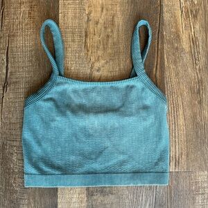 Teal Ribbed Crop Top